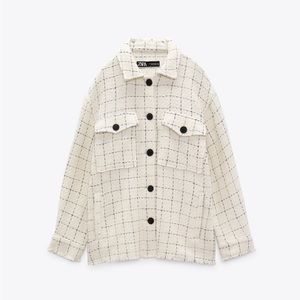 Zara Textured Plaid Overshirt Jacket